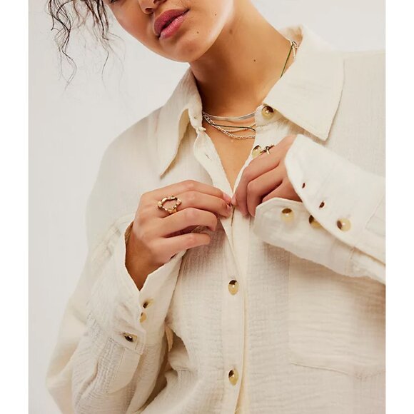 🎉LAST CHANCE🎉 FREE PEOPLE We The Free Cardiff Top / Optic White - Picture 5 of 13